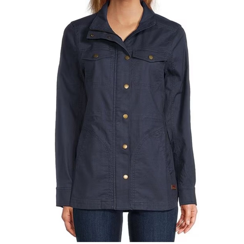 WOMENS L L.L.Bean Stretch Woven Stand Collar Long Sleeve Pocketed Utility Jacket